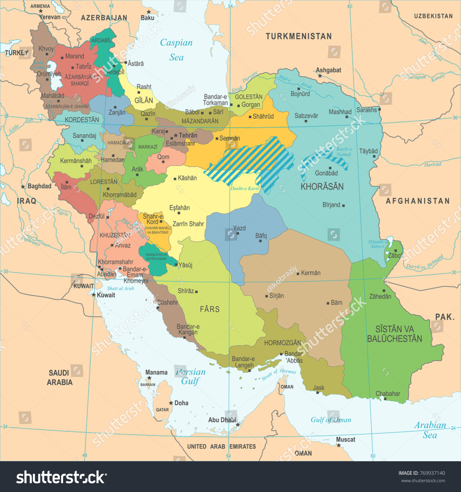 Iran Map High Detailed Vector Illustration Stock Vector (Royalty Free ...