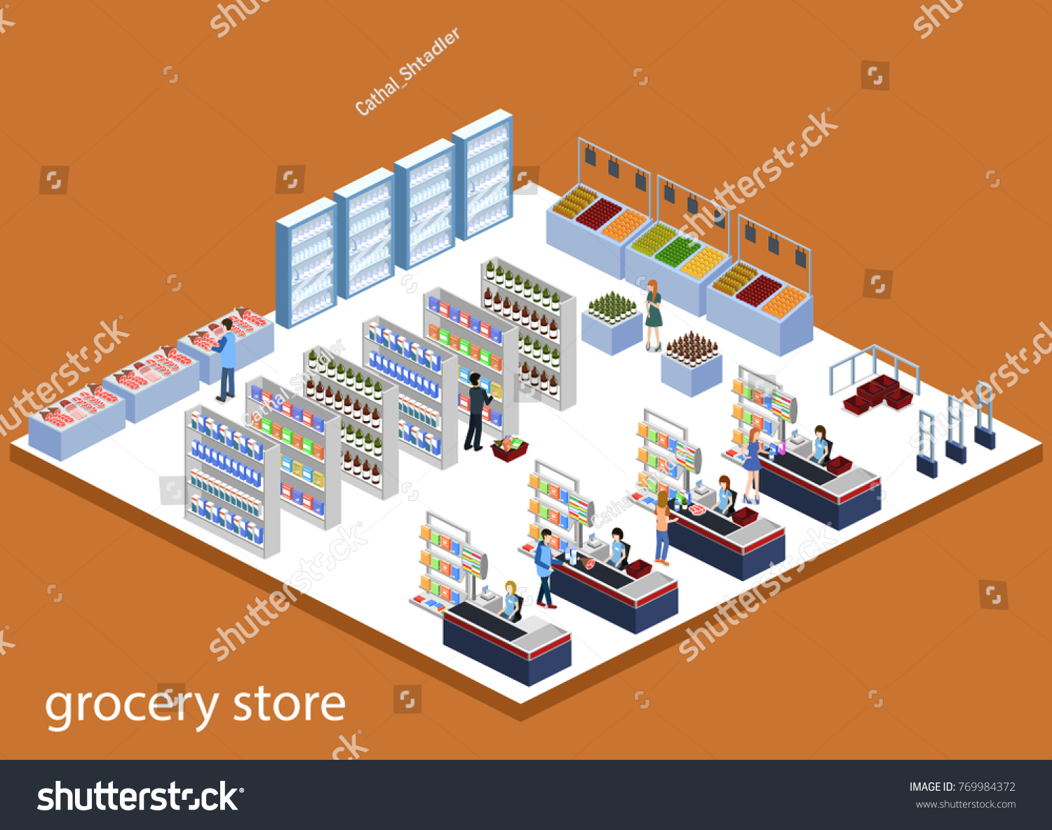 Isometric 3d Vector Illustration Concept Grocery Stock Vector (Royalty ...