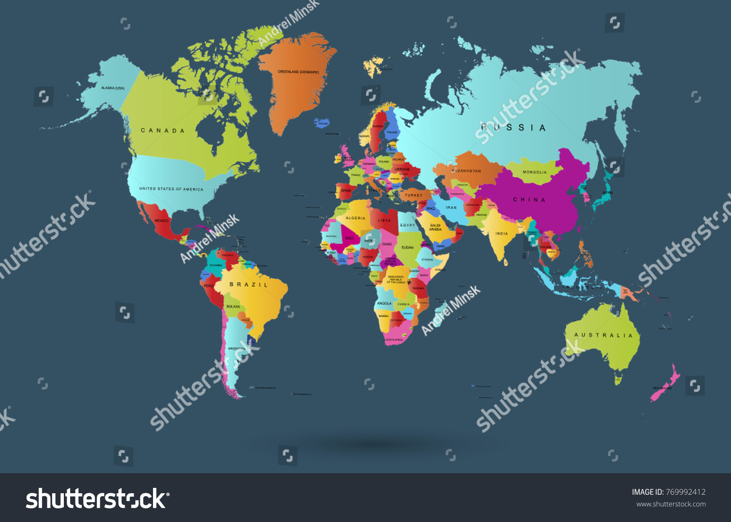 Color World Map Vector Stock Vector (Royalty Free) 769992412 | Shutterstock