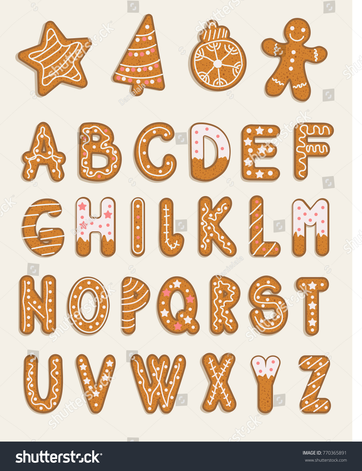 Vector Cartoon Set Alphabet Holidays Ginger Stock Vector (Royalty Free ...