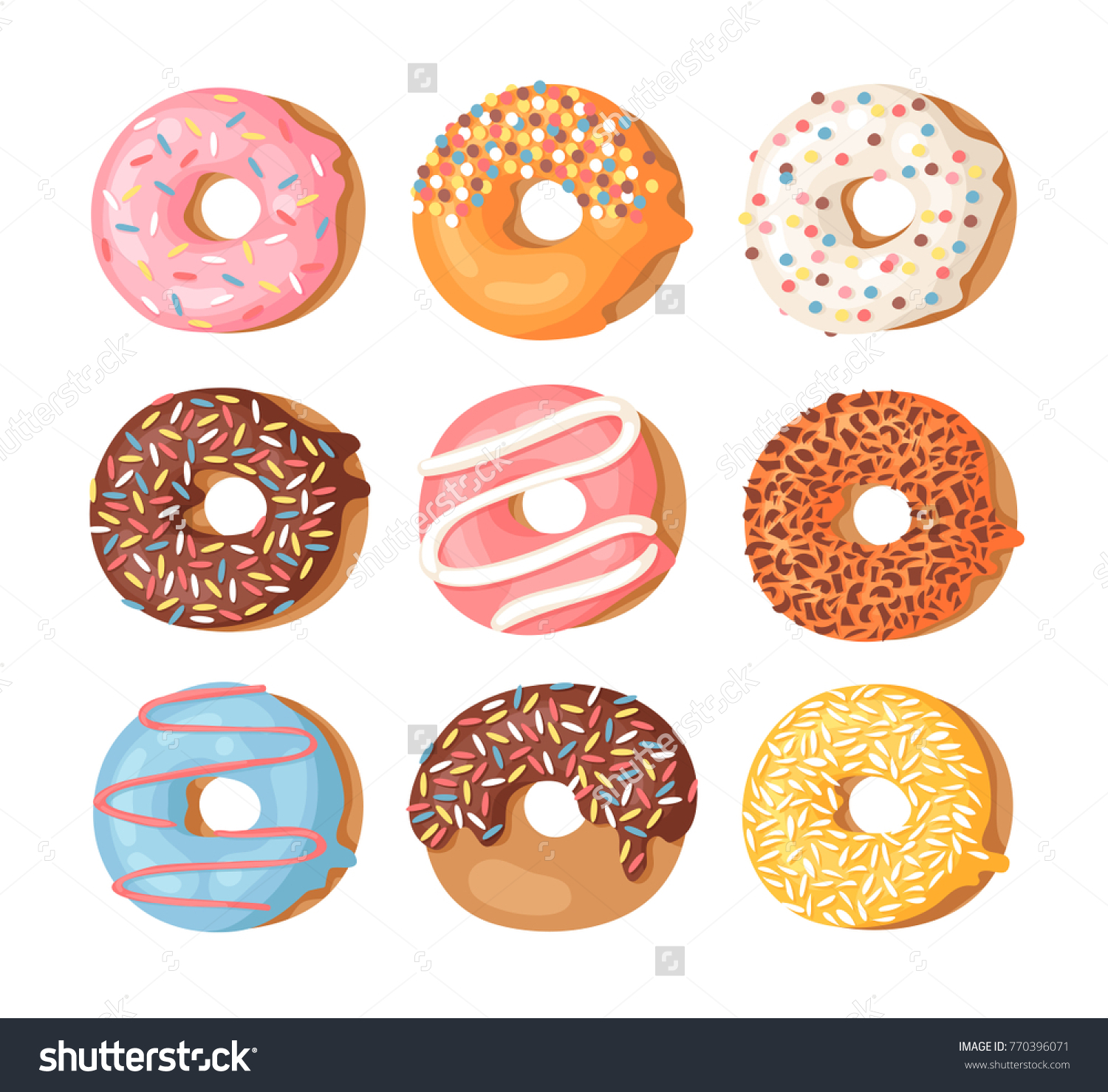 Cartoon Vector Illustration Set Donuts Hand Stock Vector (Royalty Free ...