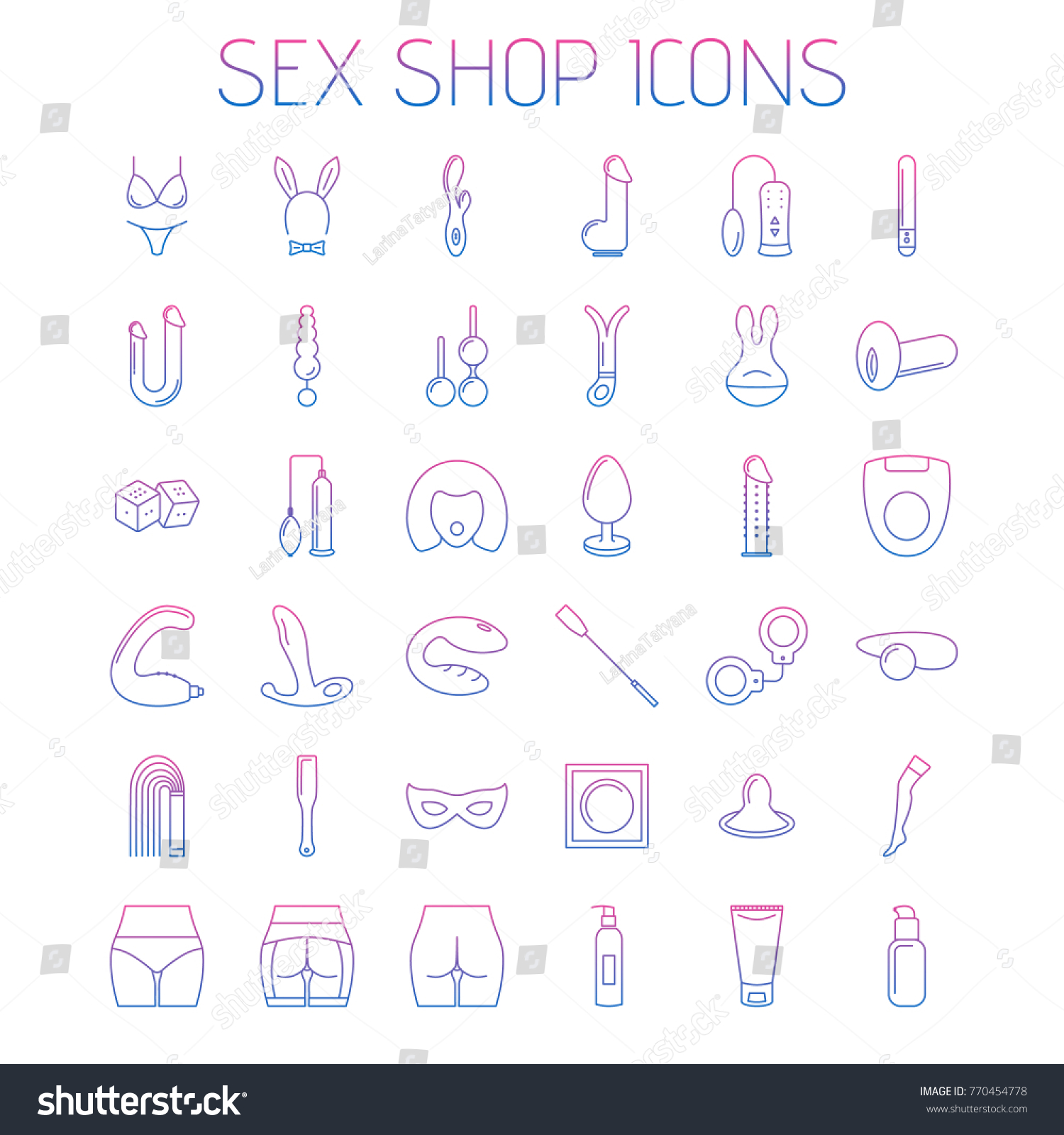 Sex Shop Line Icons Isolated On Stock Vector Royalty Free 770454778 Shutterstock