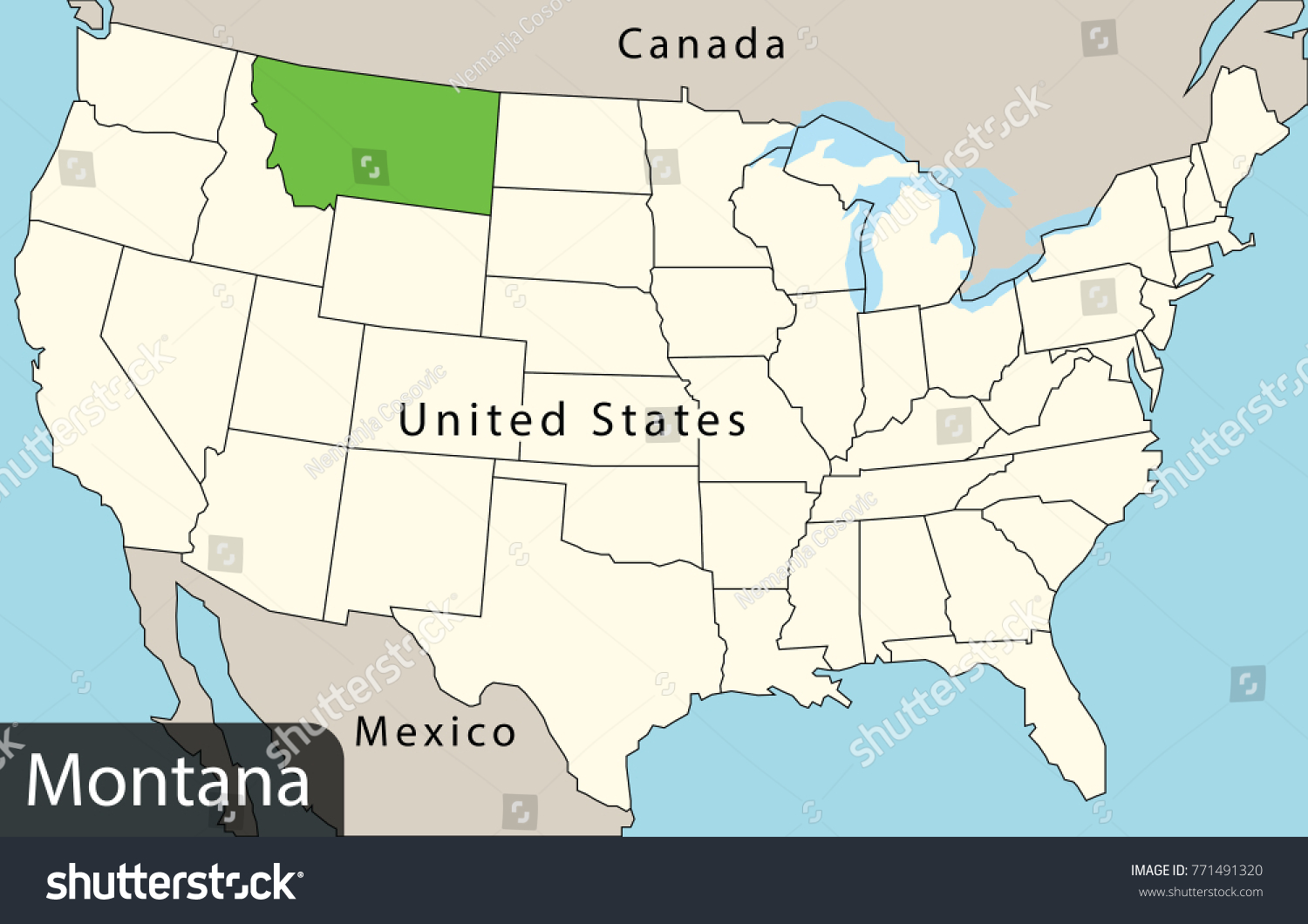 Usa Map Montana Stock Vector Royalty Free 771491320 Shutterstock Stock Vector Usa Map Montana 771491320