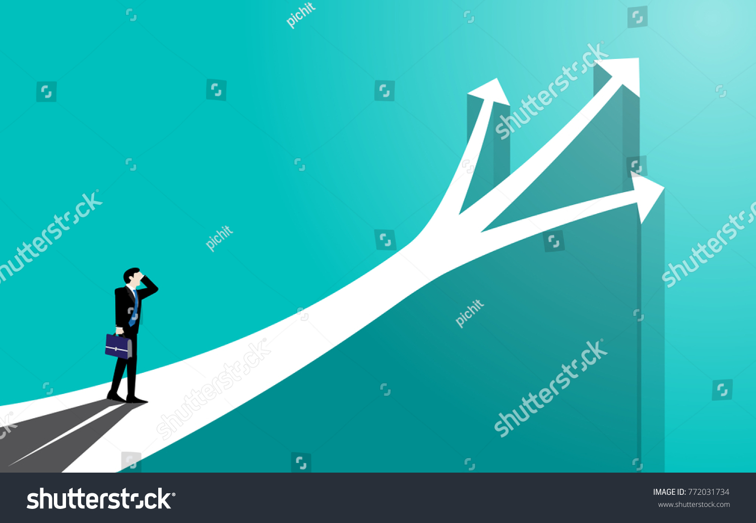 Businessman Confuse Choose Right Direction Direction Stock Vector