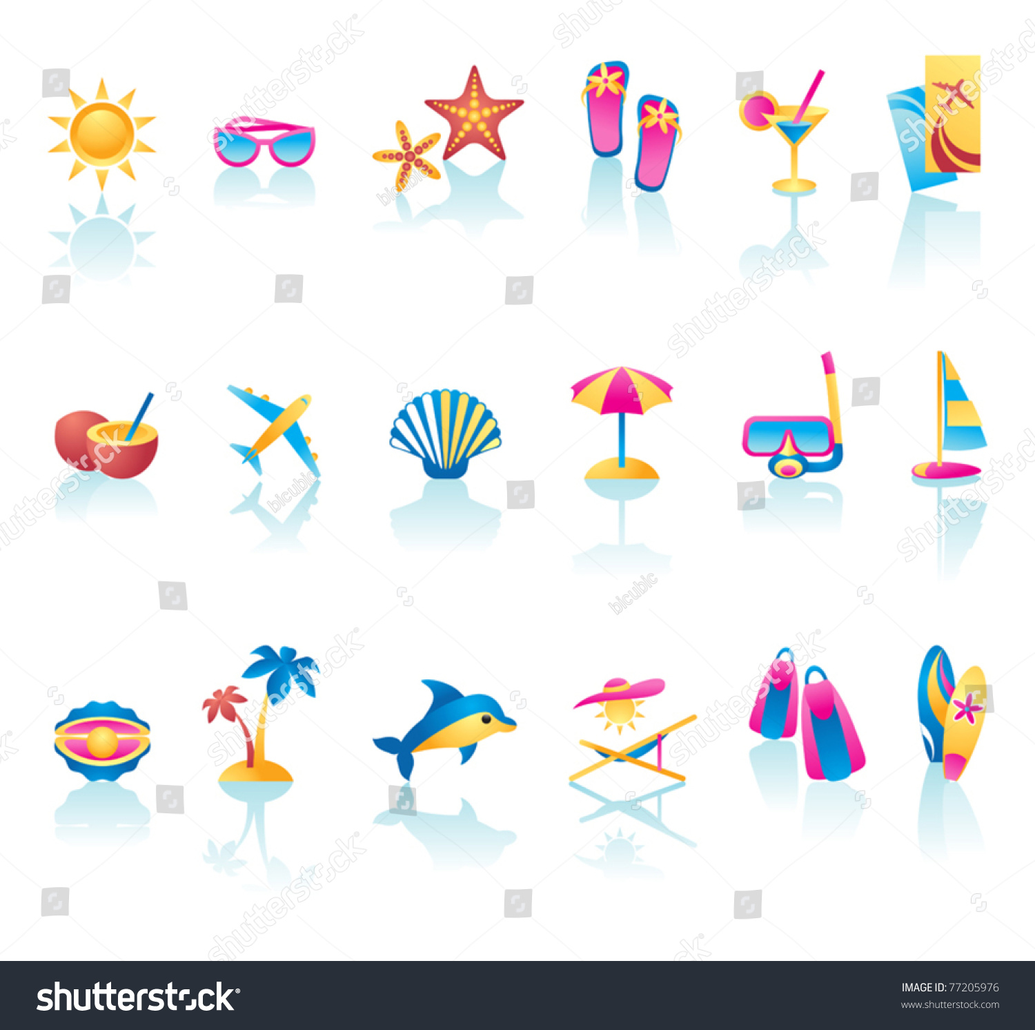 Vector Collection Summer Time Icons Stock Vector (Royalty Free ...