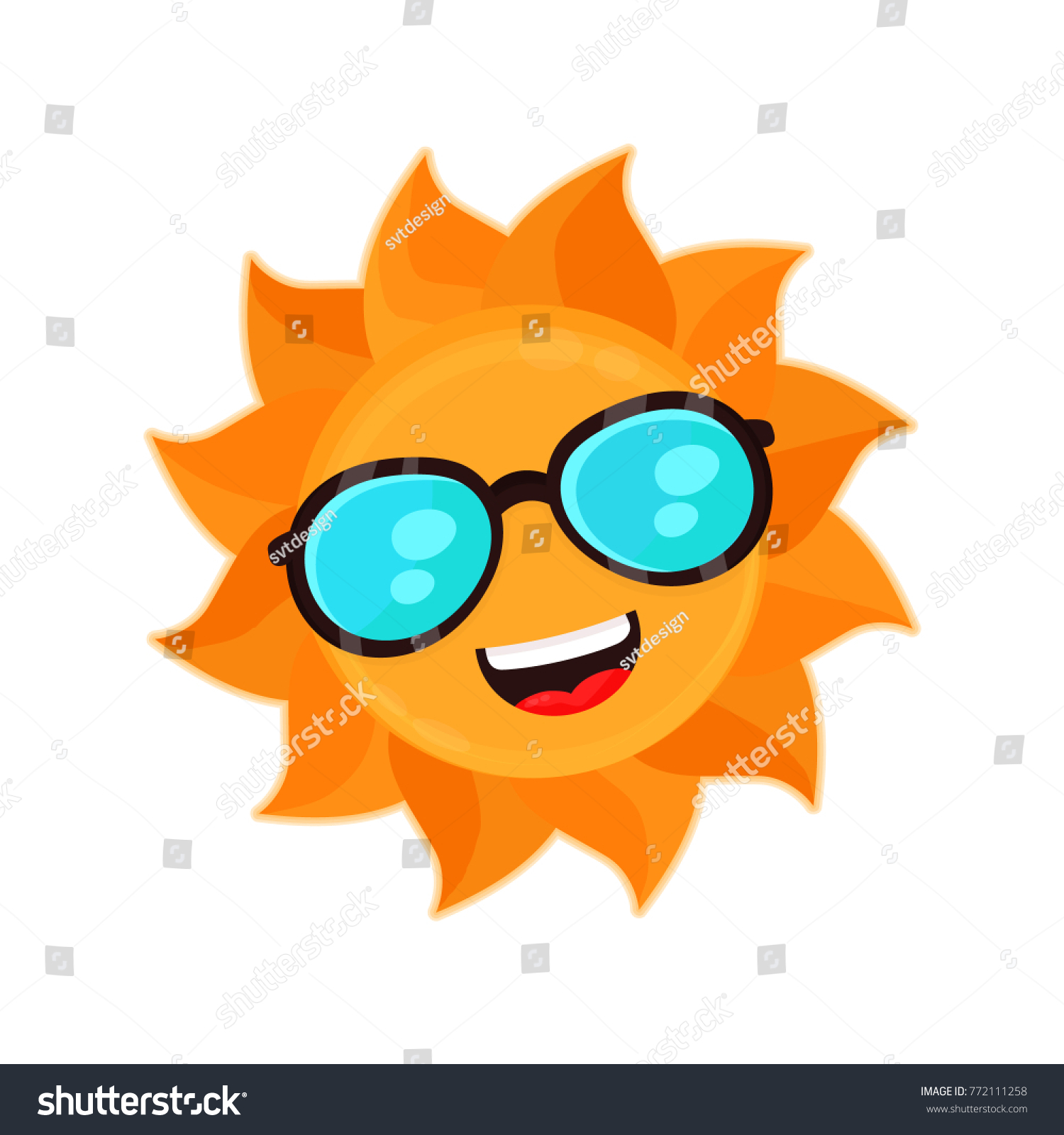 Happy Funny Smiling Sun Sunglass Vector Stock Vector (Royalty Free ...