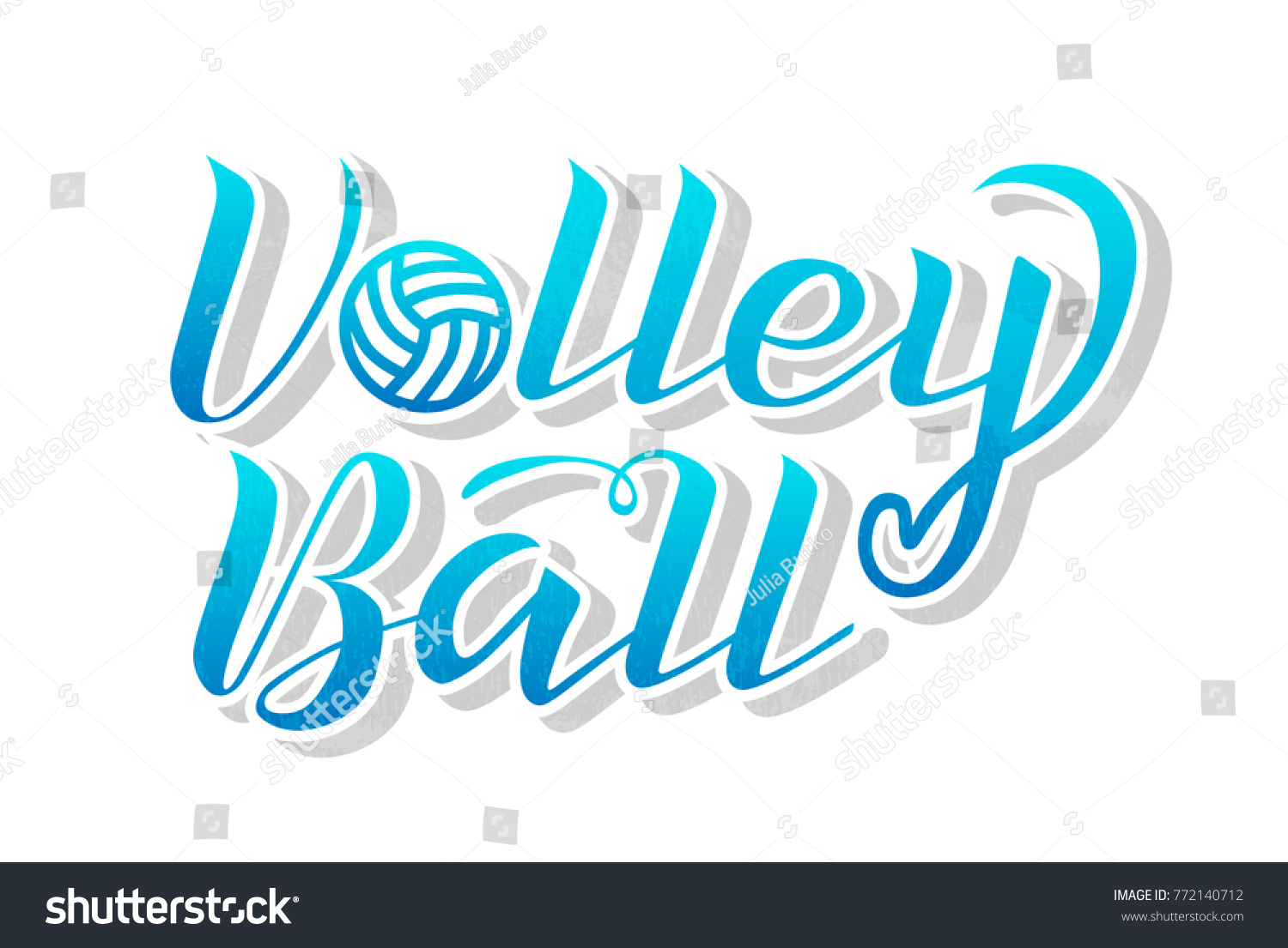 Volleyball Blue Gradient Lettering On White Stock Vector (Royalty Free ...