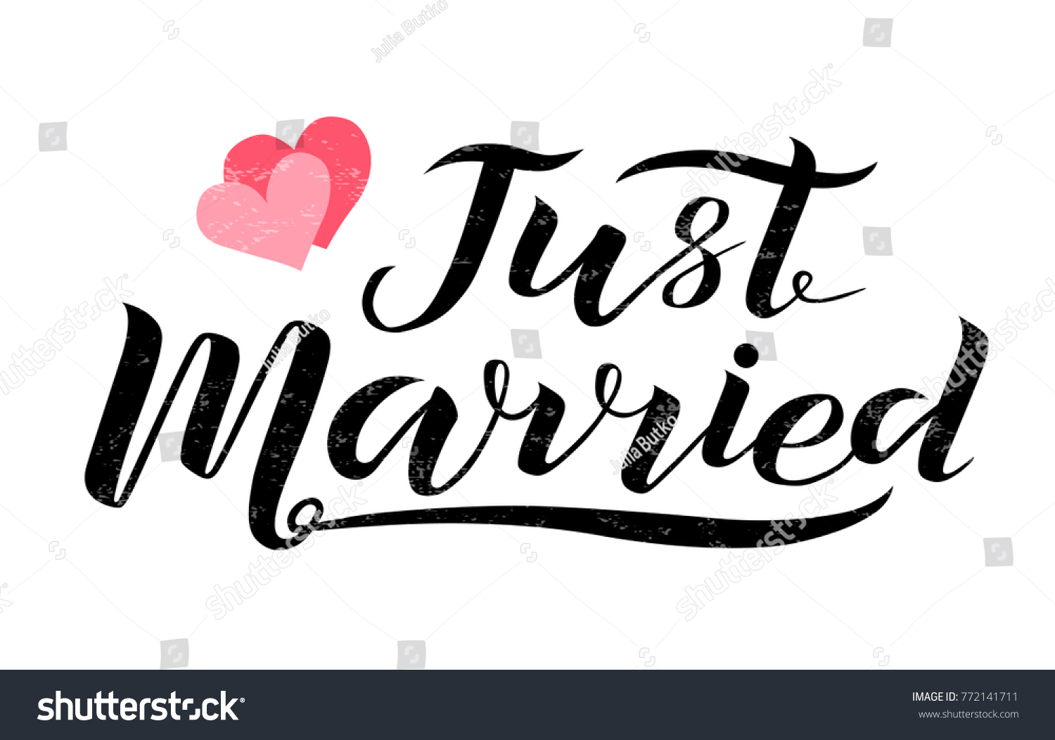 Hand Drawn Just Married Black Lettering Stock Vector (Royalty Free ...