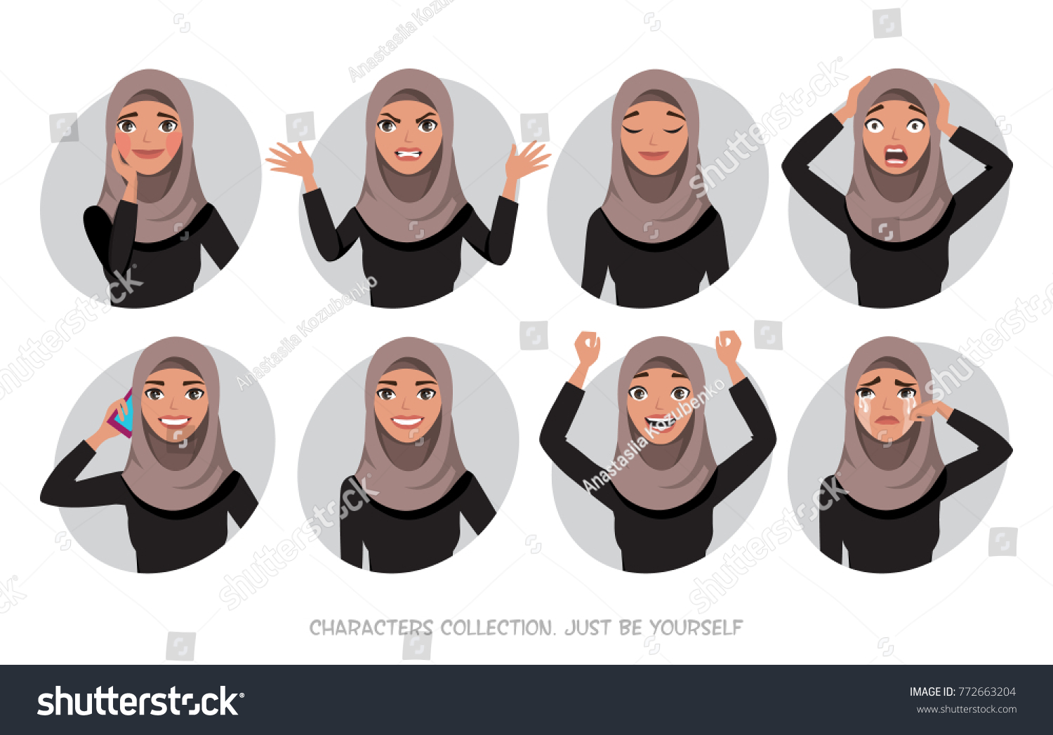 Arabische Frauen Charaktere Stock Vektorgrafik Lizenzfrei 772663204 Shutterstock 2474