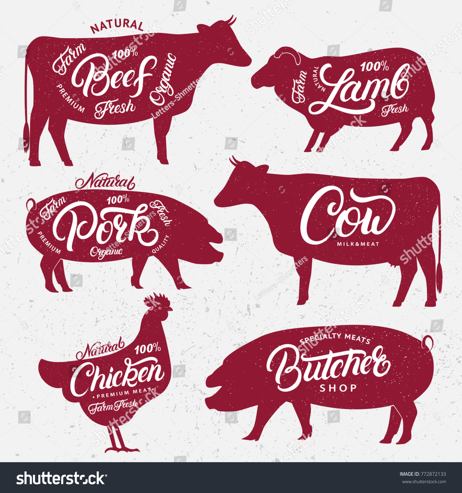 Set Butchery Logo Label Emblem Poster Stock Vector (Royalty Free ...