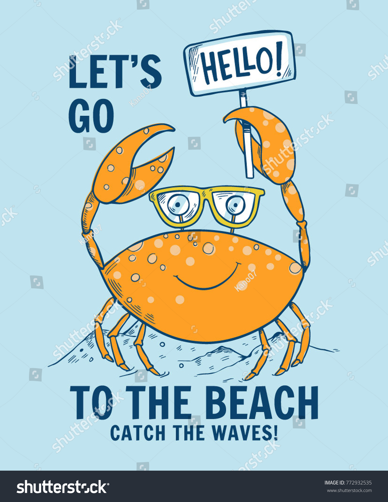 Cute Crab Illustration Cool Slogan Tees Stock Vector (Royalty Free ...