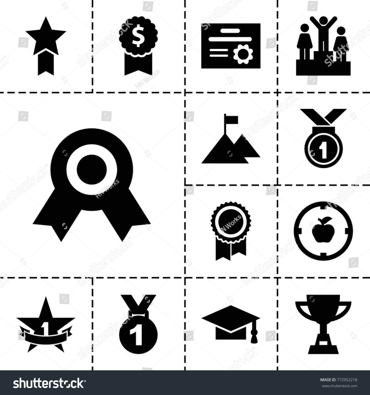 Achievement Icons Set 13 Editable Filled Stock Vector Royalty Free
