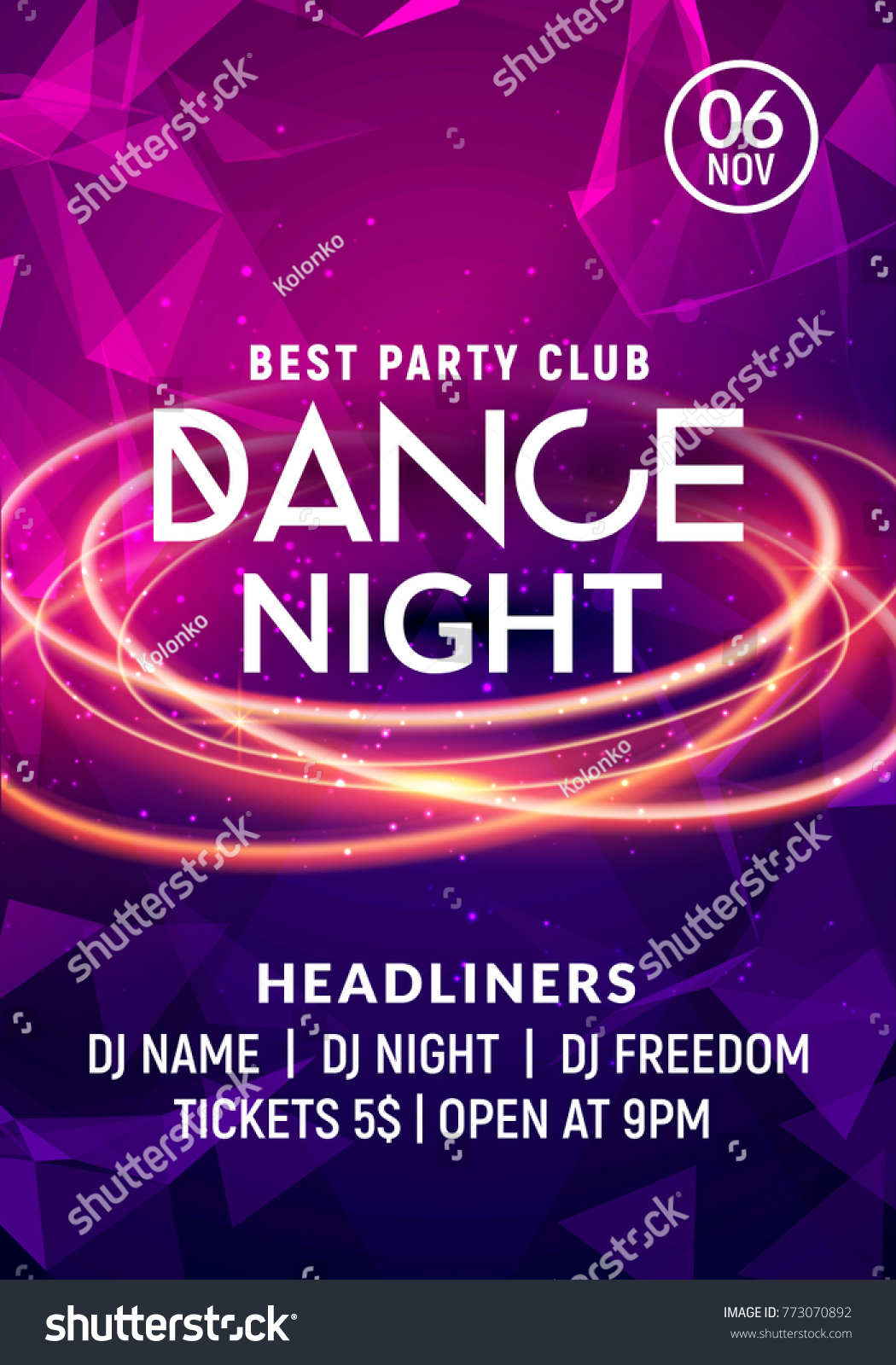 Night Dance Party Music Night Poster Stock Vector (Royalty Free ...