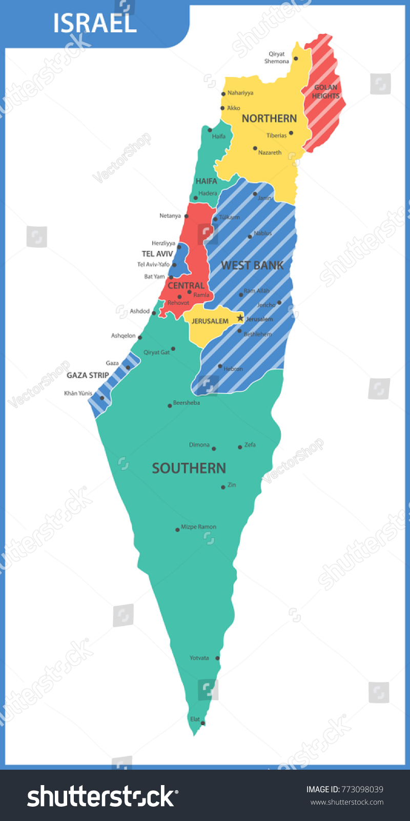 The Detailed Map Of The Israel With Regions Stock Vec - vrogue.co