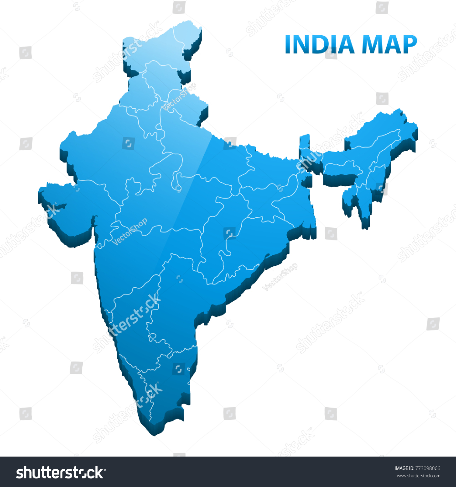 Highly Detailed Three Dimensional Map India Stock Illustration 773098066  Shutterstock