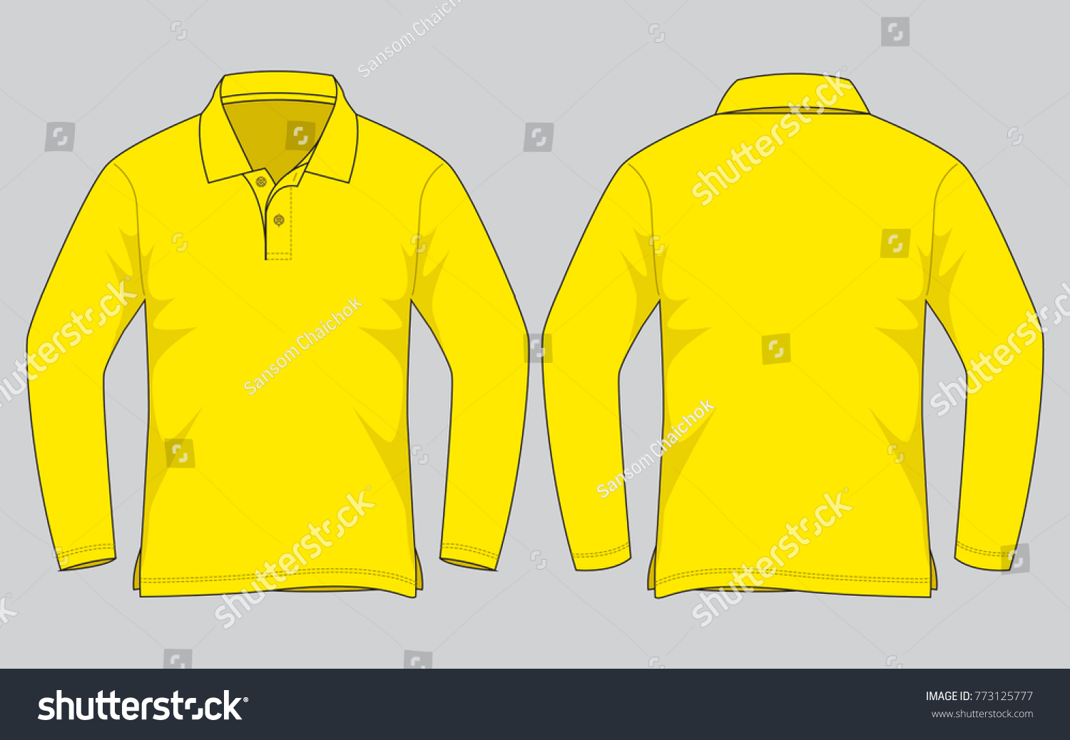 Blank Yellow Long Sleeve Polo Shirt Stock Vector (Royalty Free ...