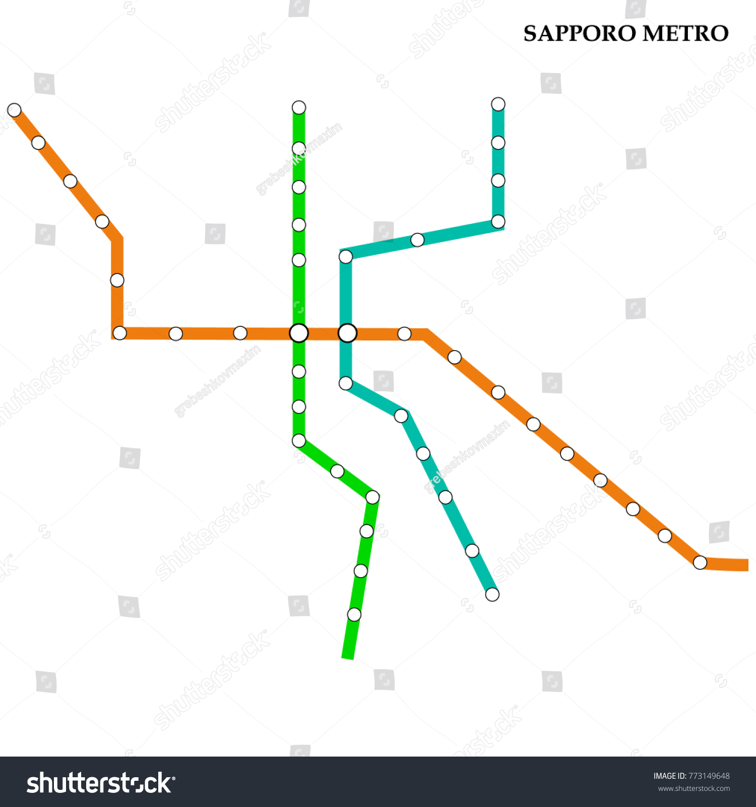 Map Sapporo Metro Subway Template City Stock Vector (Royalty Free ...