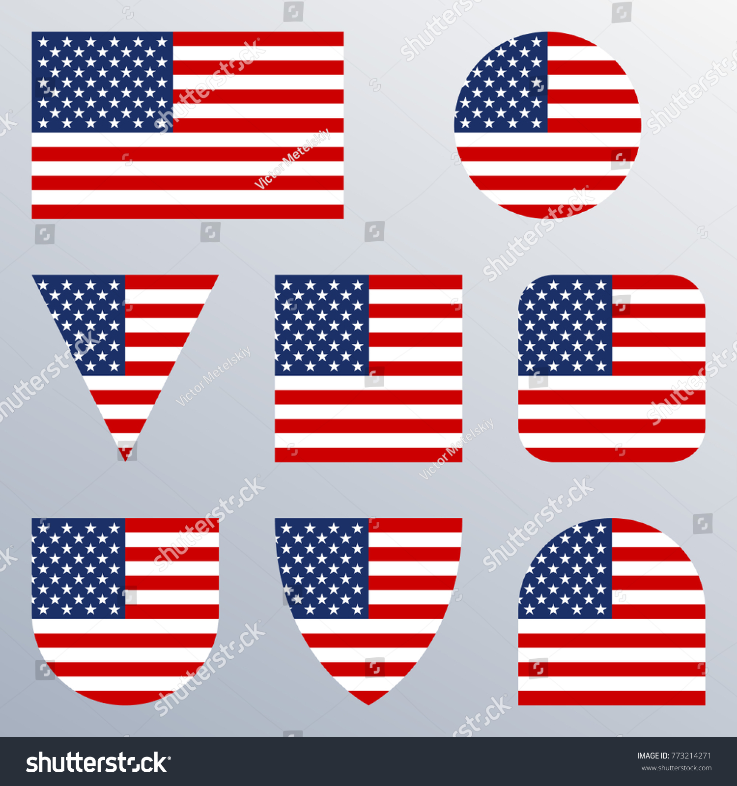 Usa Flag Icon Set American Flags Stock Vector (royalty Free) 773214271 