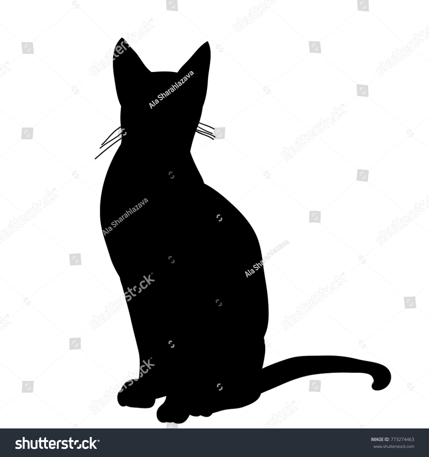 Vector Isolated Silhouette Cat Sitting Stock Vector (Royalty Free ...