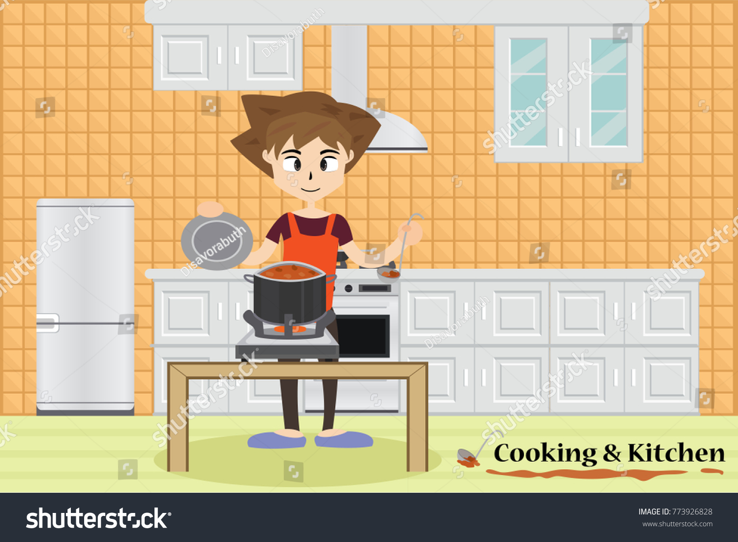 Little Chef Cooking Kitchen Anime Cartoon Stock Vector (Royalty Free ...