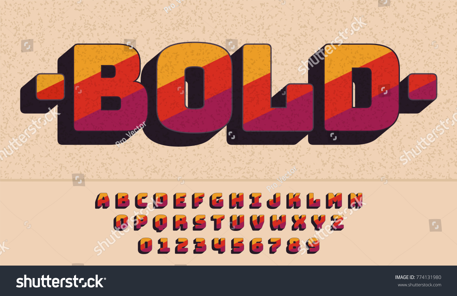 Retro Bold Font 90s 80s Colorful Stock Vector (Royalty Free) 774131980 Shut...
