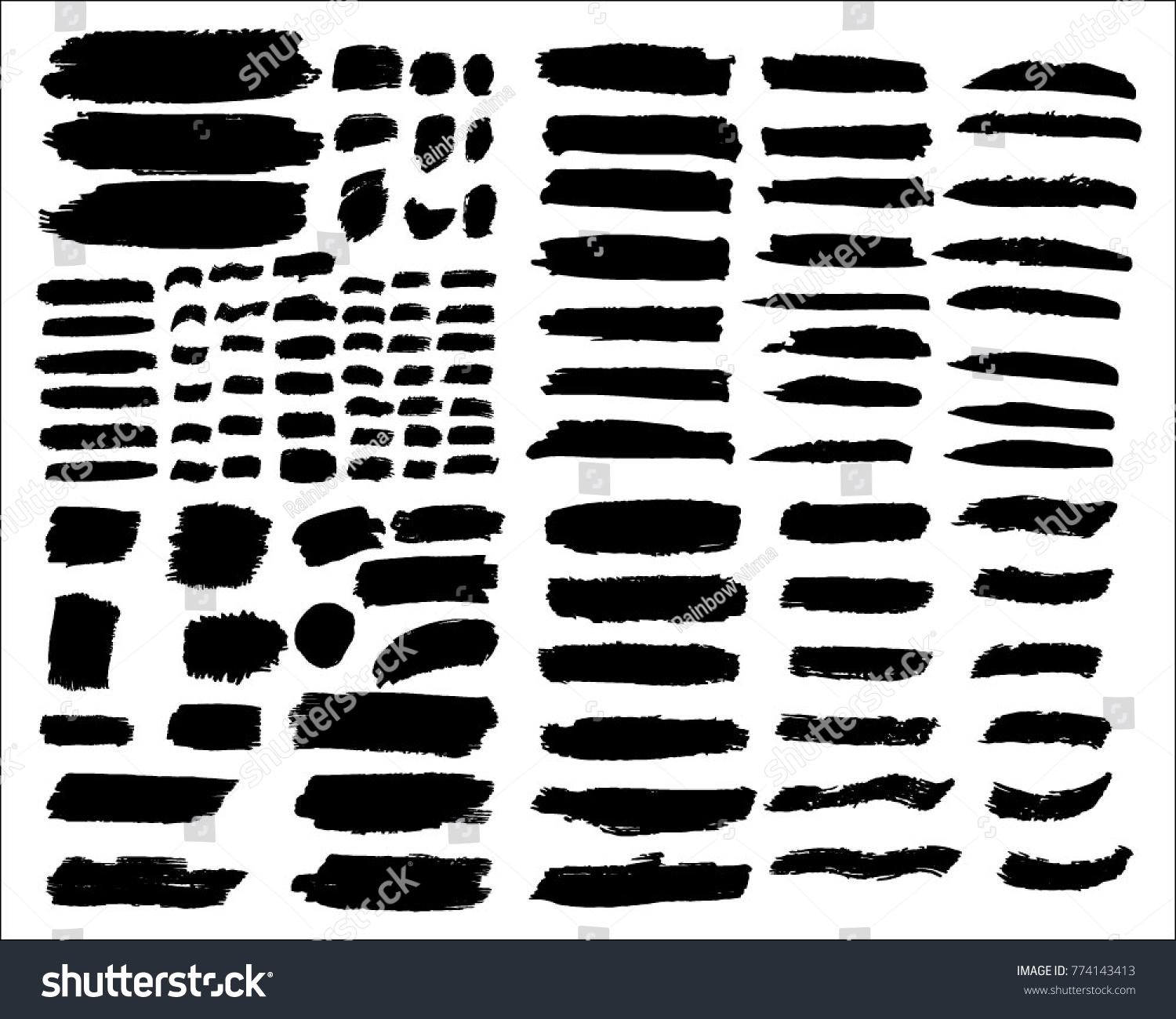 Collection Hand Drawn Grunge Brushes Vector Stock Vector (Royalty Free ...