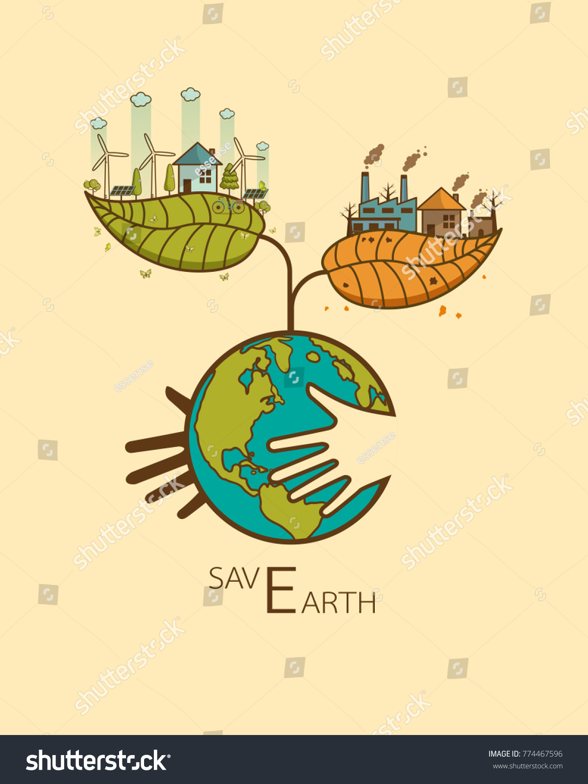 Save Earth Concept Heart Hand Hug Stock Vector (Royalty Free) 774467596 ...