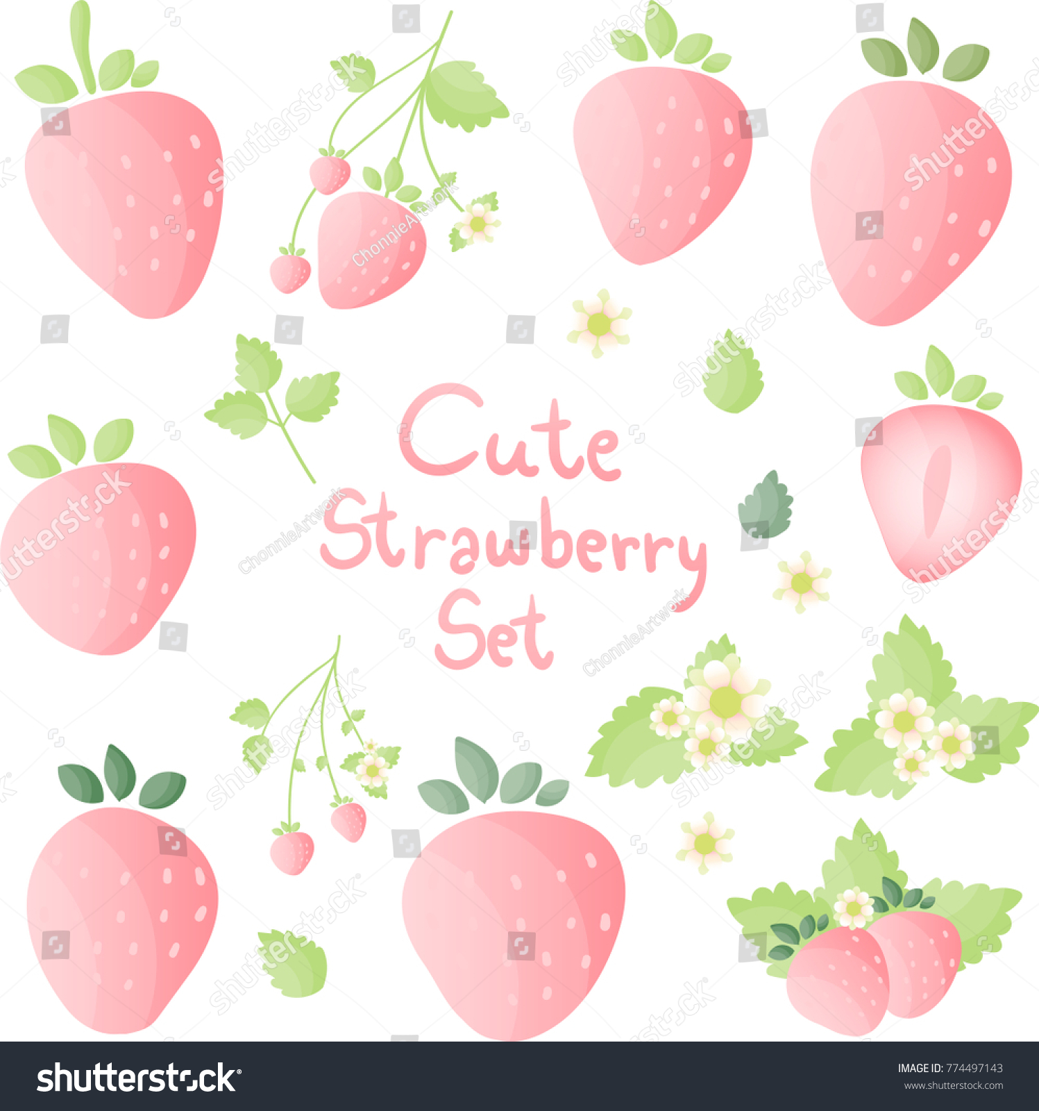 Set Strawberry Different Shapes Soft Sweet Stock Vector (Royalty Free ...