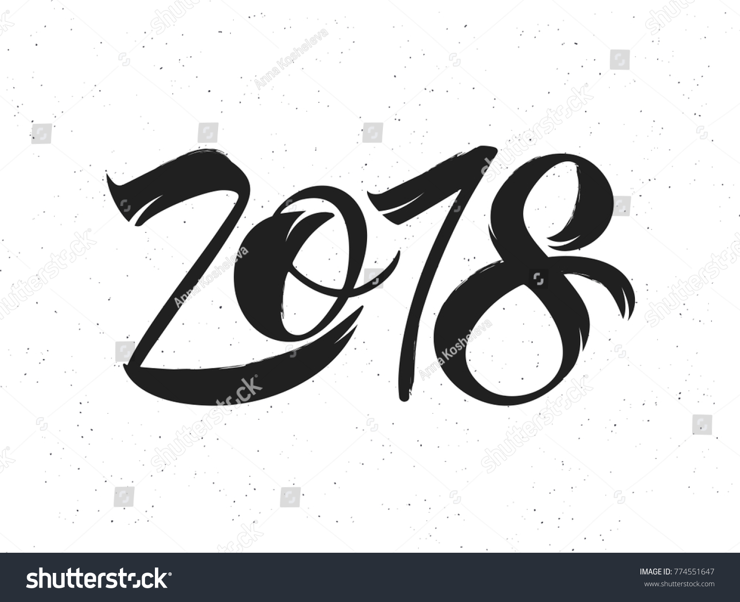 2018 Vector Number Calligraphic Lettering Design Stock Vector (Royalty ...