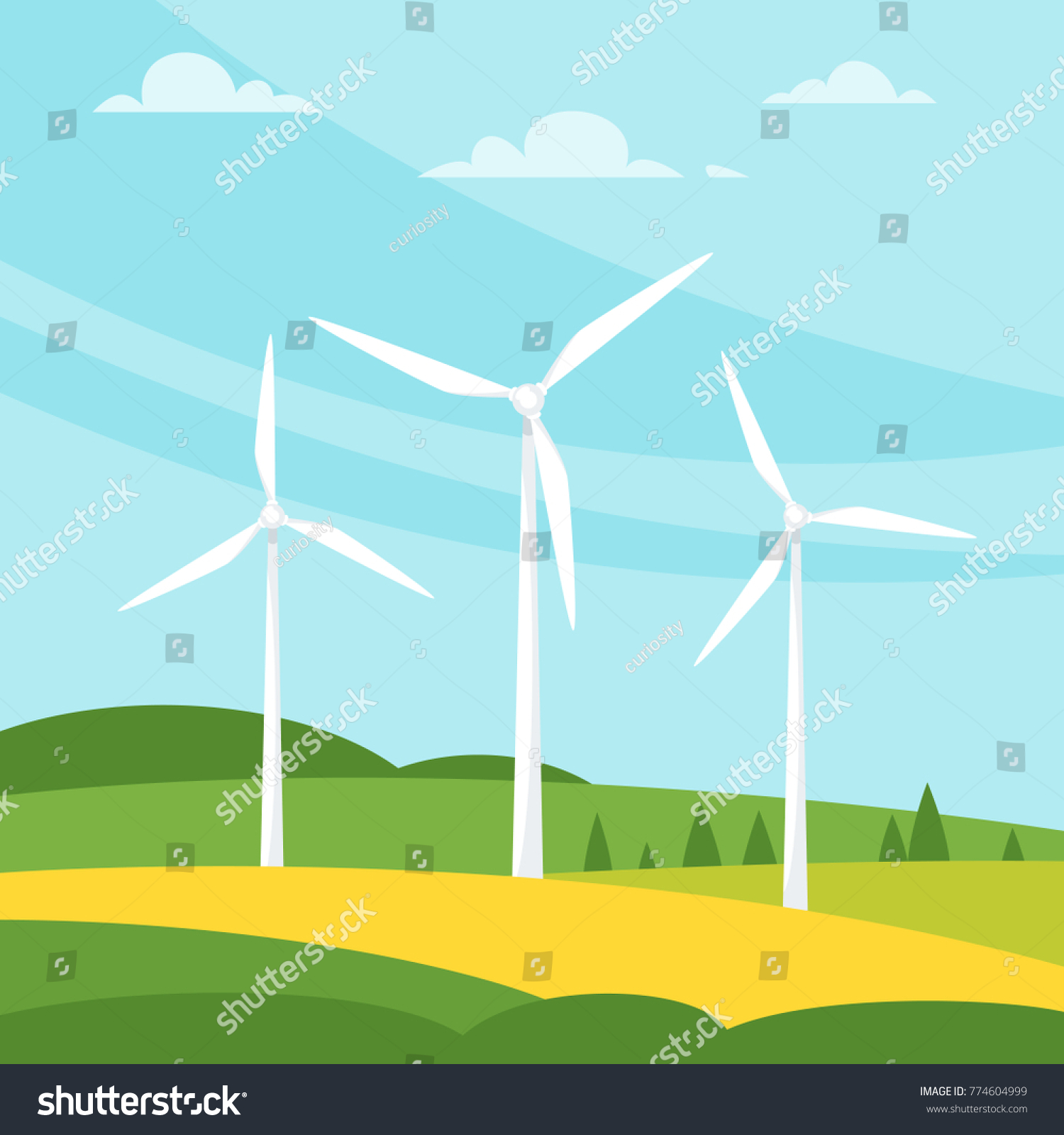 Vector Cartoon Style Illustration Windmill On Stock Vector (Royalty ...