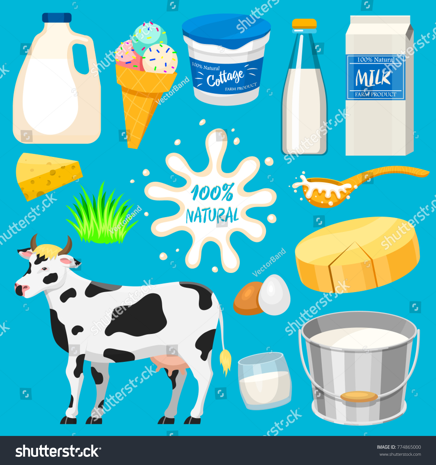 Иллюстрации молочных продуктов