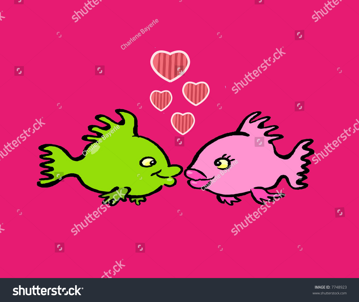 two fish kissing clipart