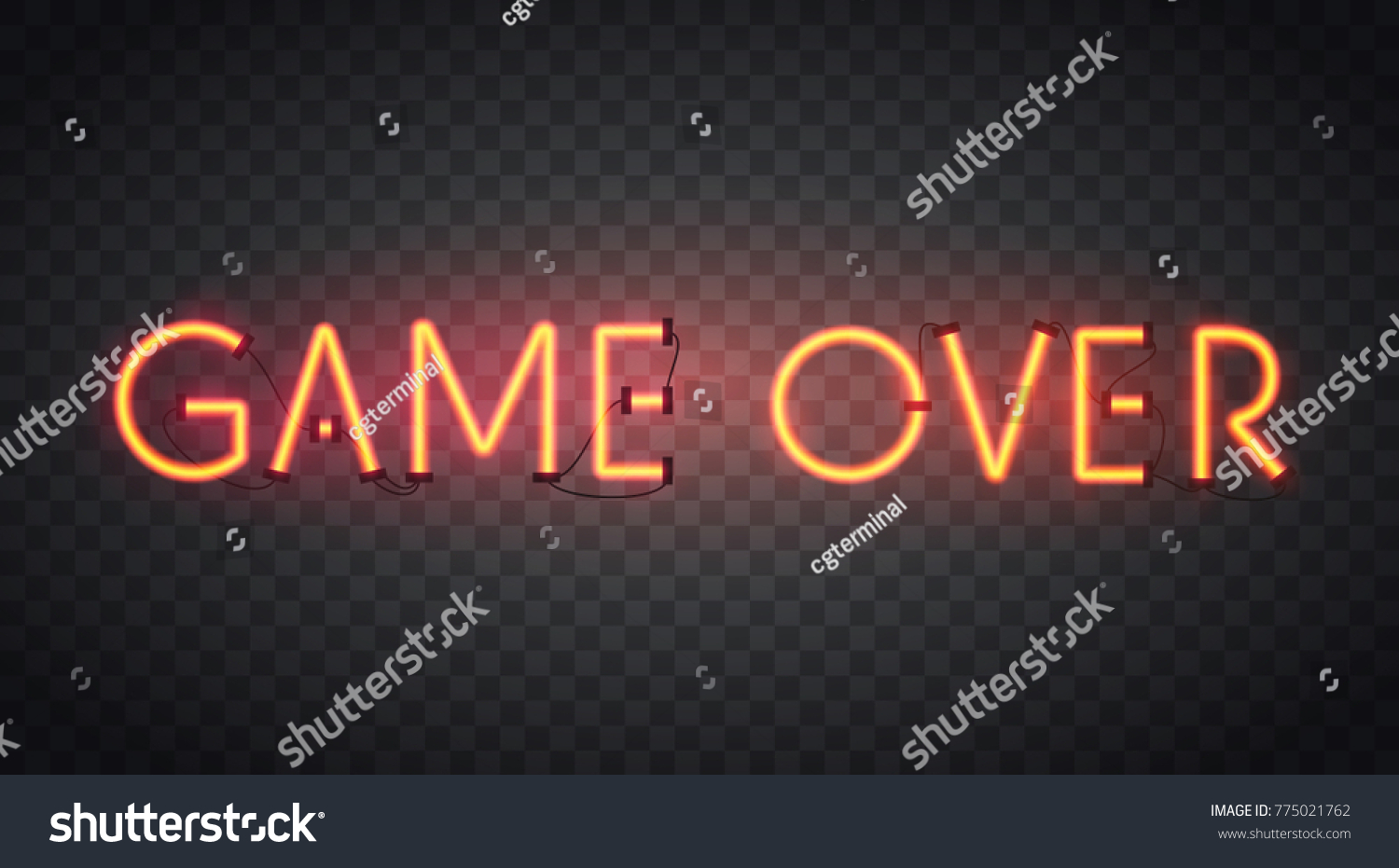 Glowing Inscription Game Over 3d Realistic Stock Vector (royalty Free 