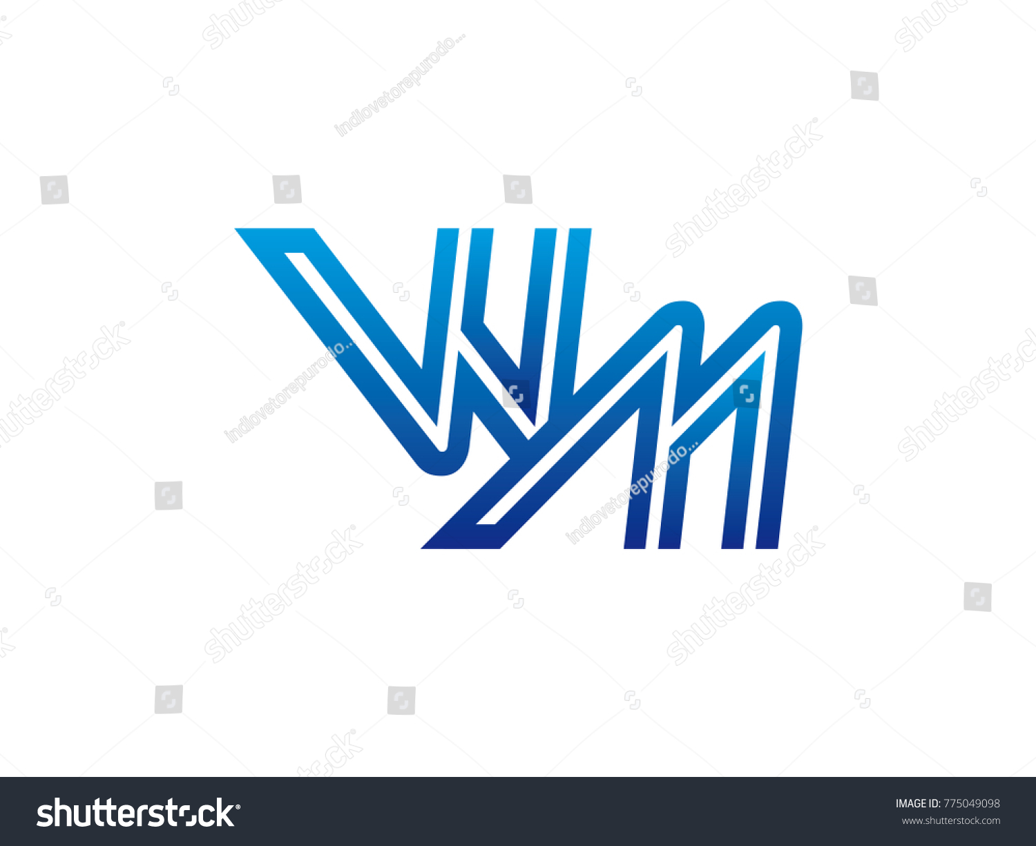 Blue Letter Wm Logo Vector Stock Vector (Royalty Free) 775049098