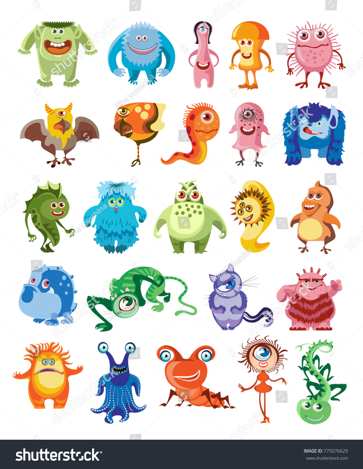 Cute Monsters Set Cartoon Animation Stock Vector (Royalty Free ...