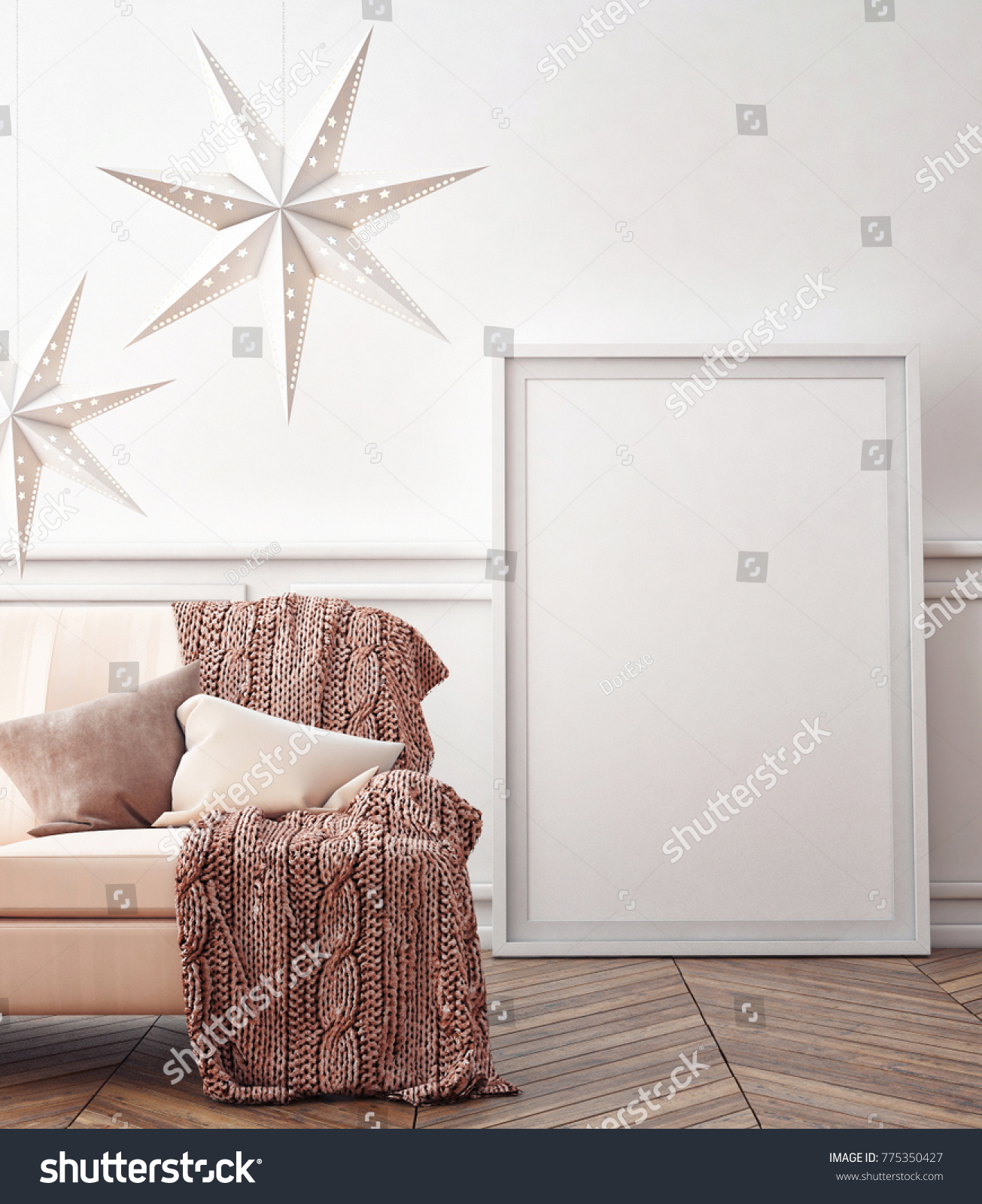 Living Room Interior Wall Mock Nude Stock Illustration Shutterstock