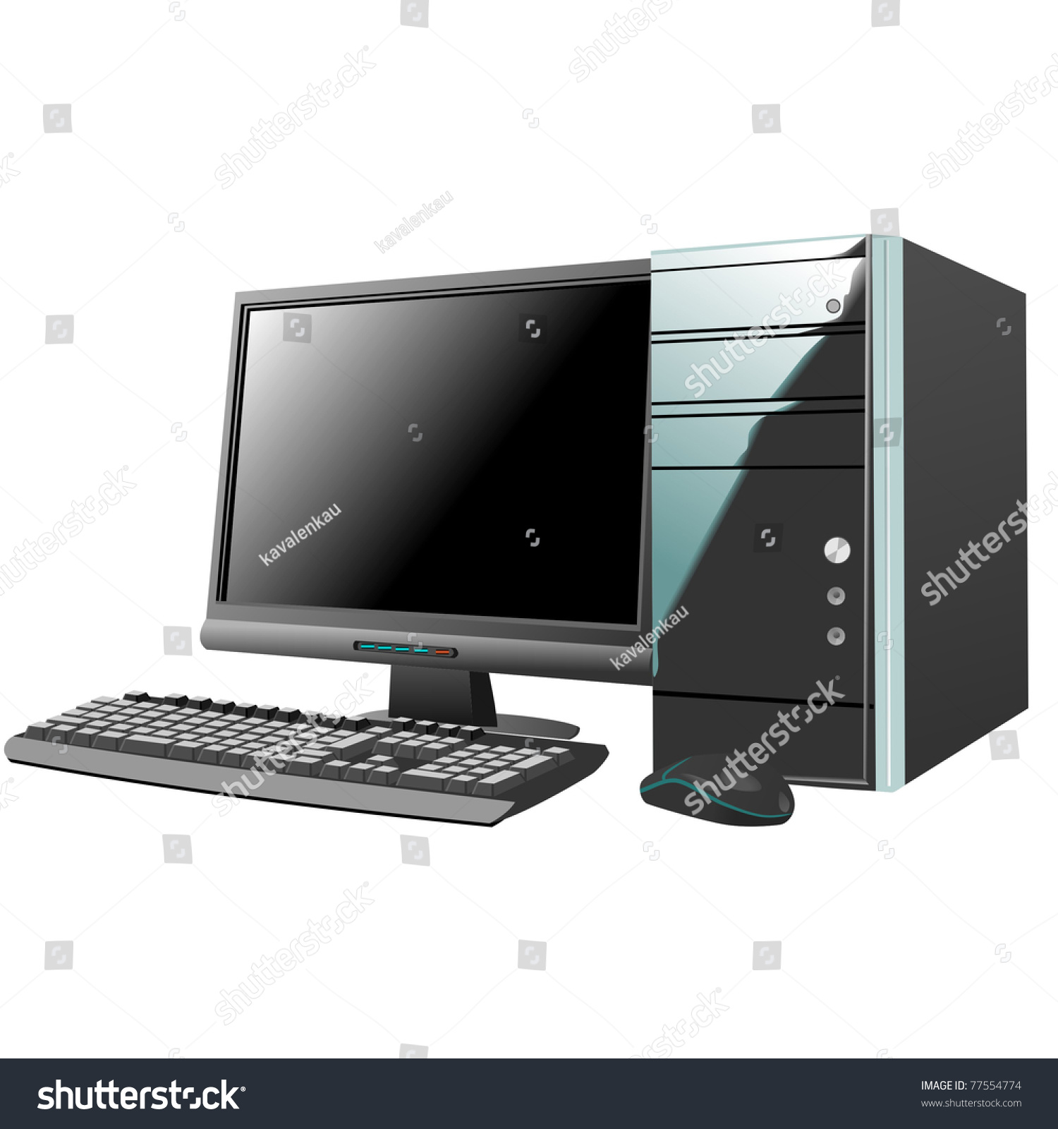 Personal Computer Isolated On White Background Stock Illustration ...