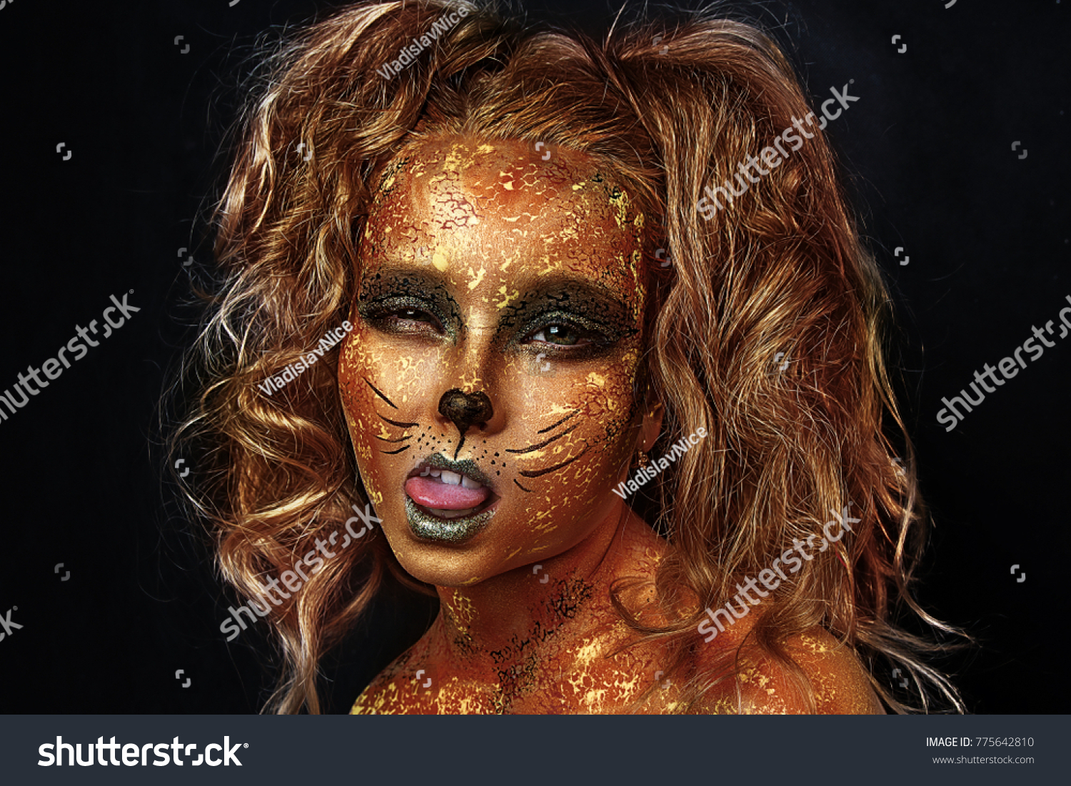 Child Gold Face Painting Little Lion Stock Photo 775642810 | Shutterstock