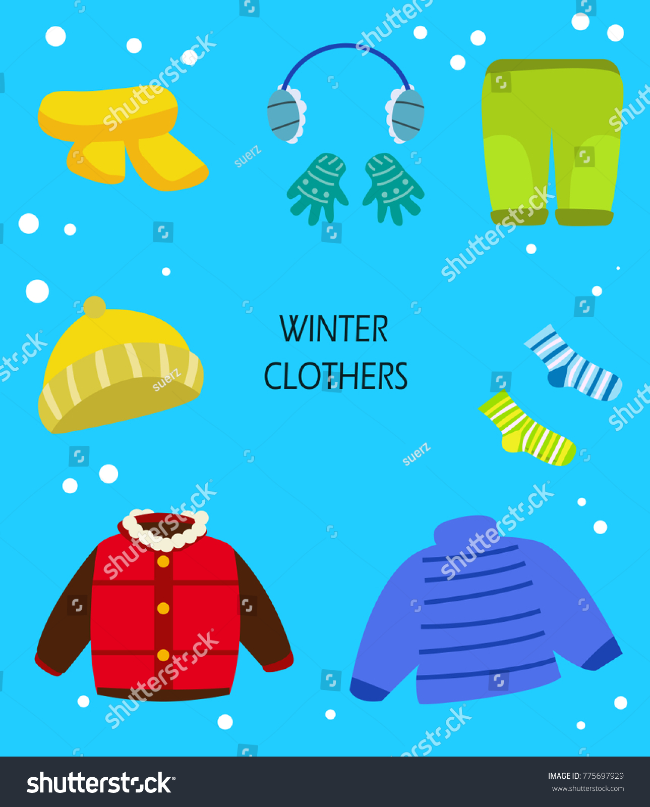 Winter Clothes Collection Illustration Cartoon Stock Vector (Royalty ...