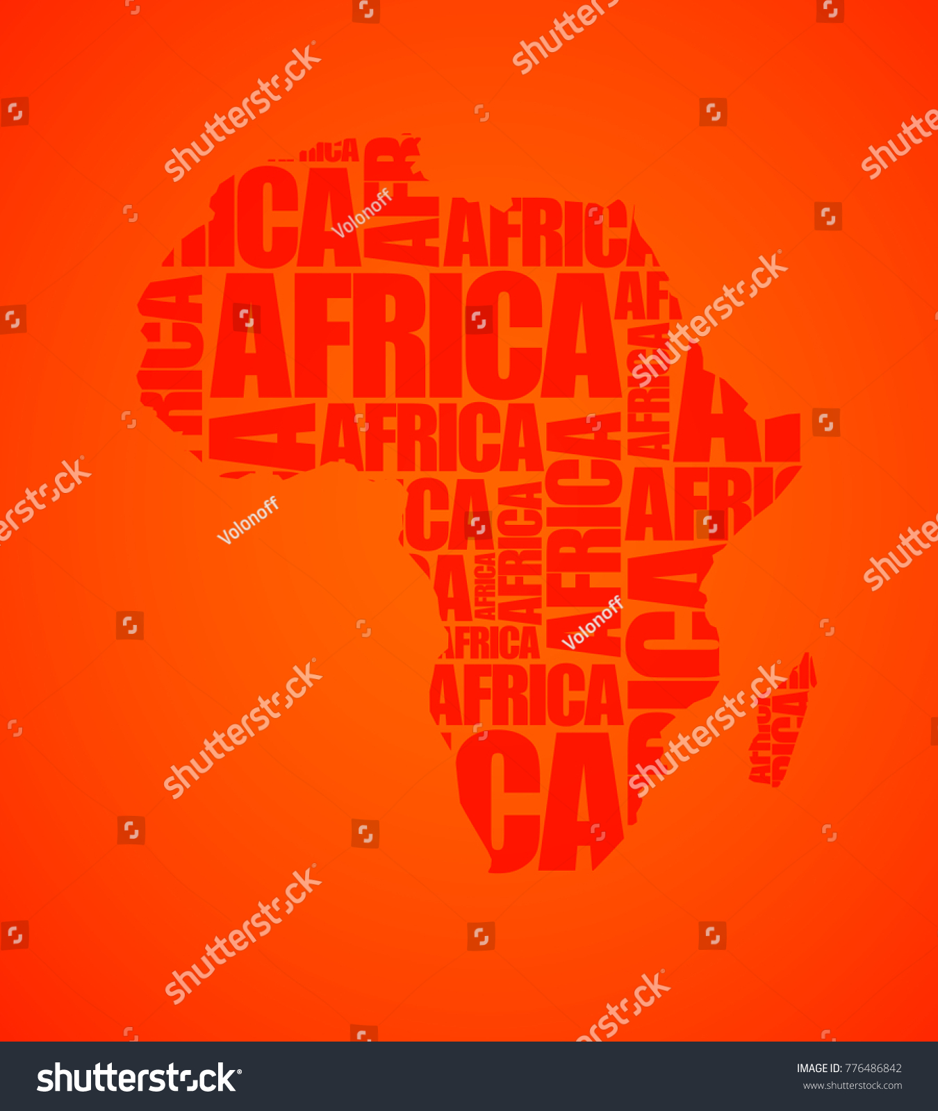 Sketch African Letter Text Continent Flat Stock Vector (Royalty Free ...