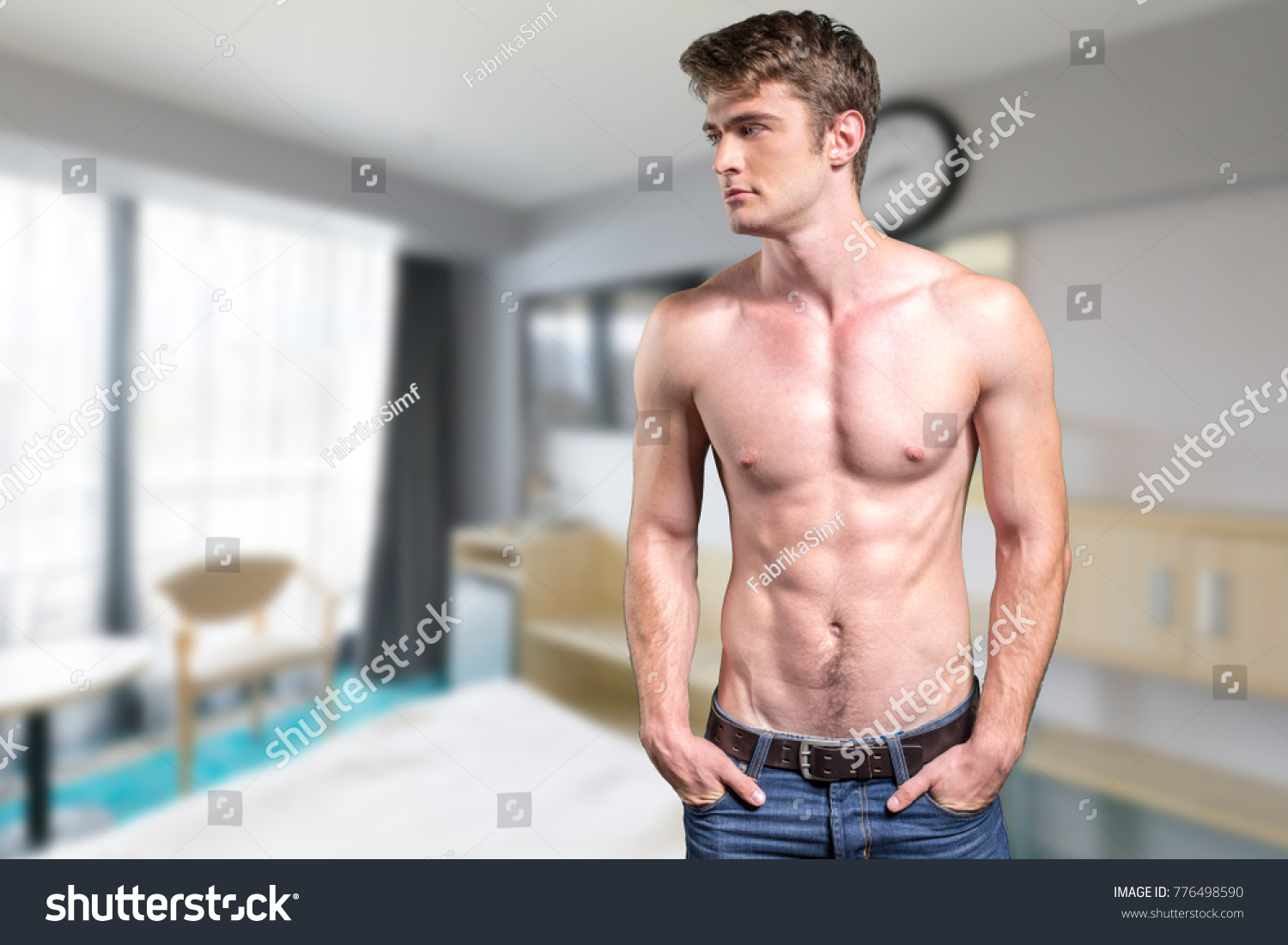 Muscular Barechested Man Stock Photo Shutterstock