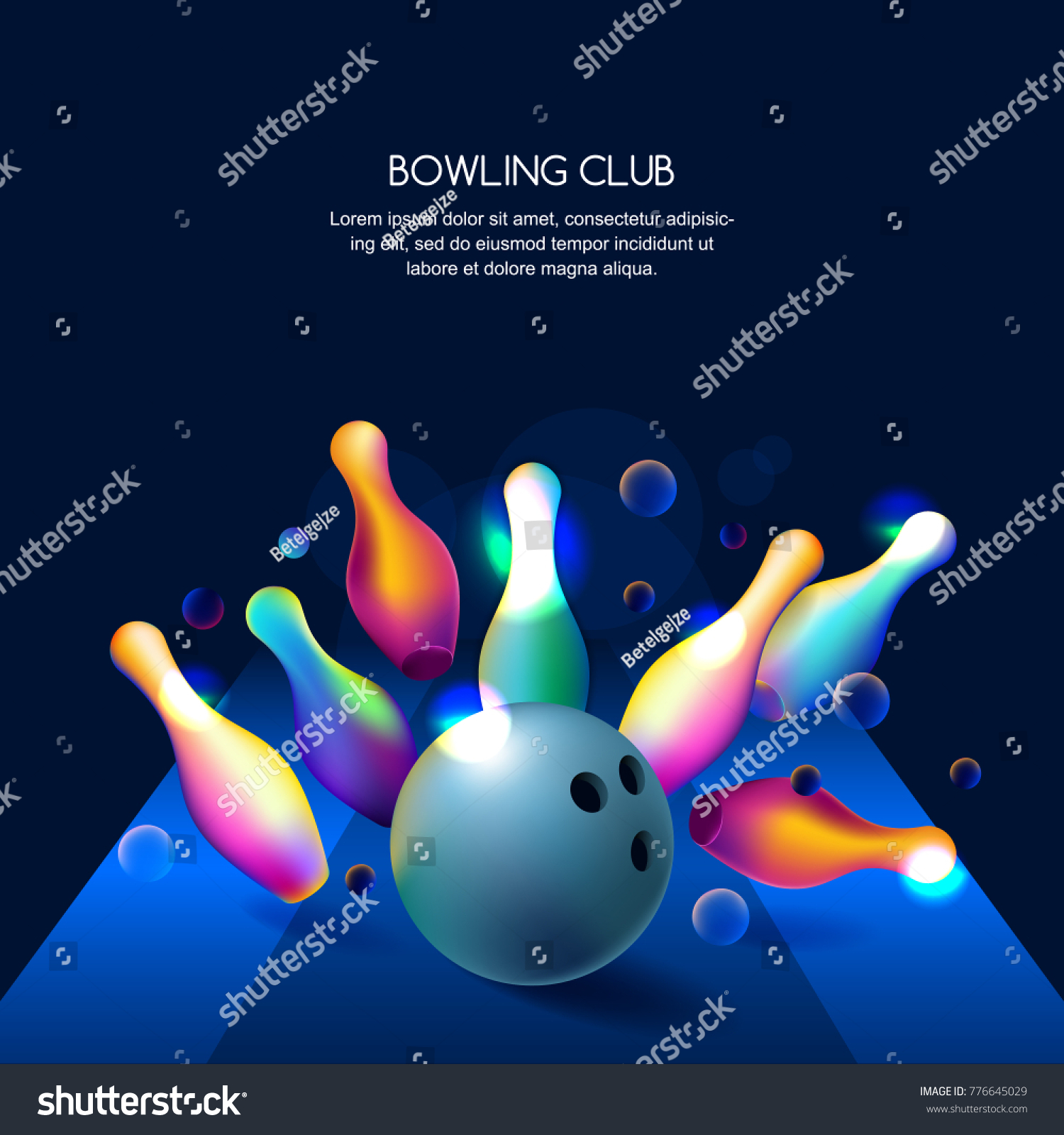 Vektor Stok Vector Glowing Neon Bowling Club Banner Tanpa Royalti 776645029 Shutterstock