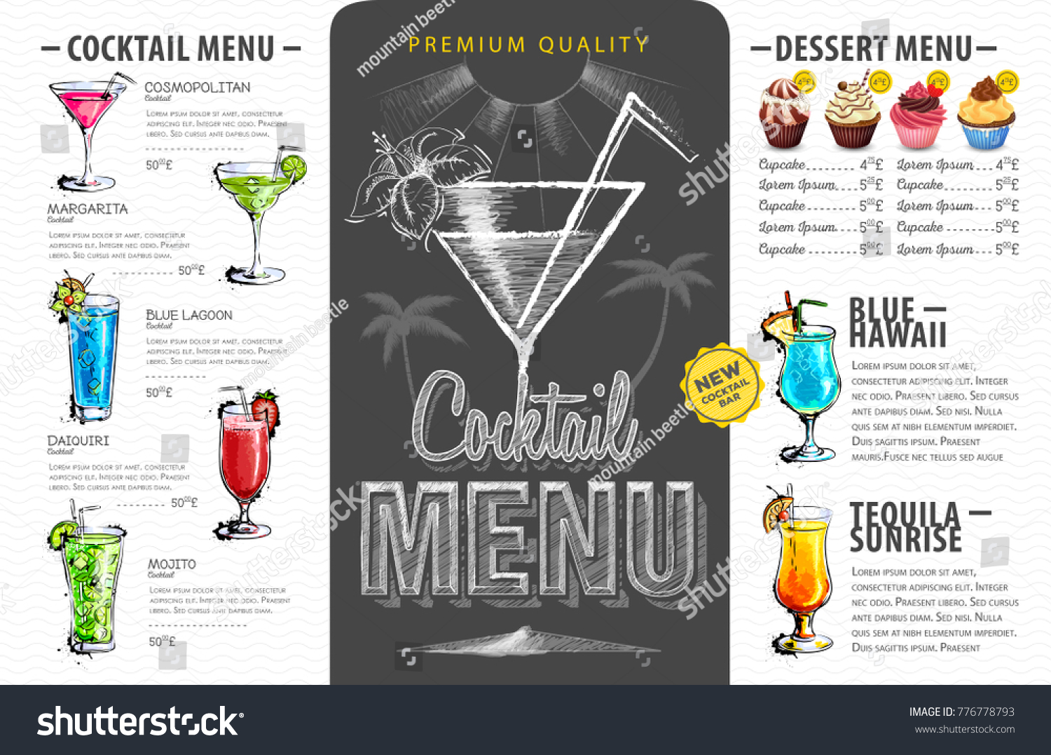 Vintage Cocktail Menu Design Beverages Menu Stock Vector (royalty Free 