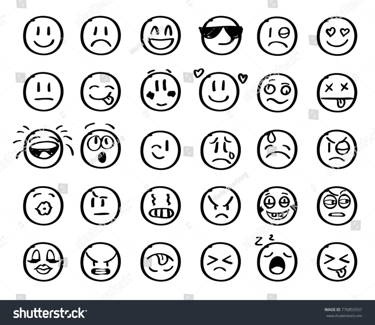 Modern Outline Style Emoji Icons Collection Stock Vector (Royalty Free ...