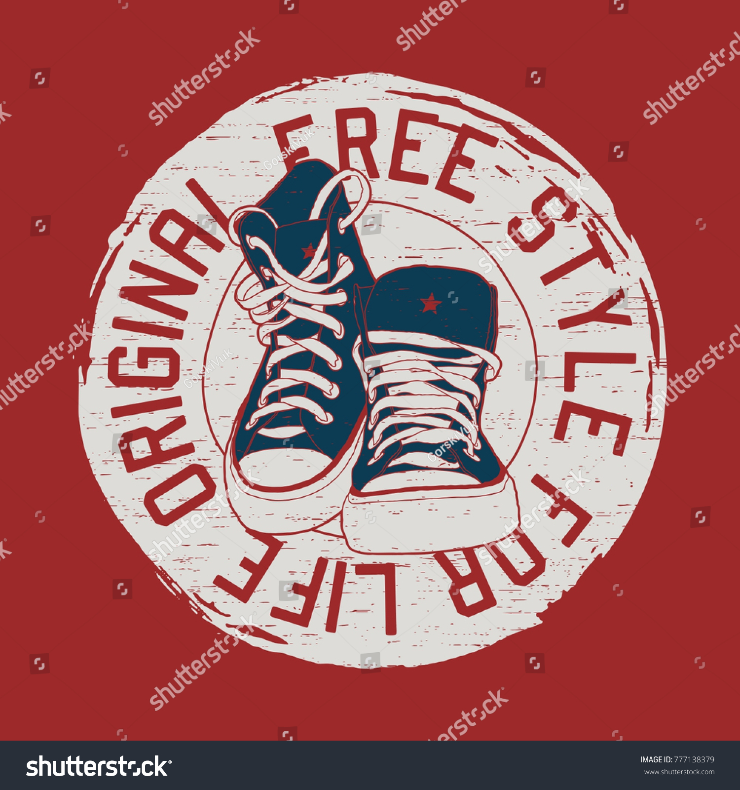 Sneakers Illustration Tshirt Vintage Style Pair Stock Vector (Royalty ...