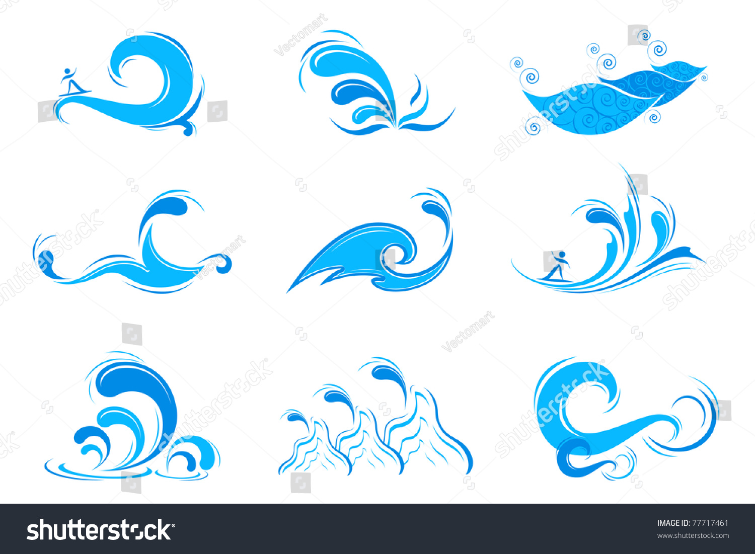 Illustration Set Wave Symbol On Isolated Stock Vector (Royalty Free ...