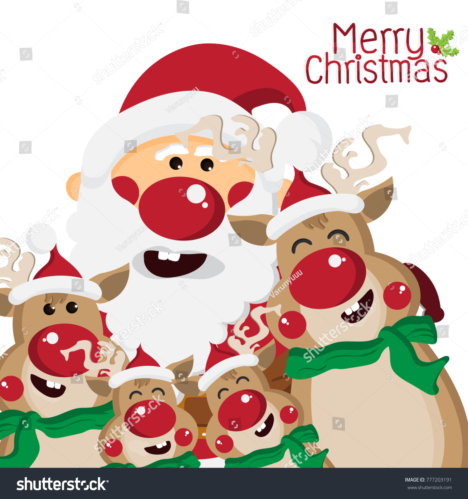 Happy Santa Claus Reindeer Family Cartoon Stock Vector (Royalty Free ...