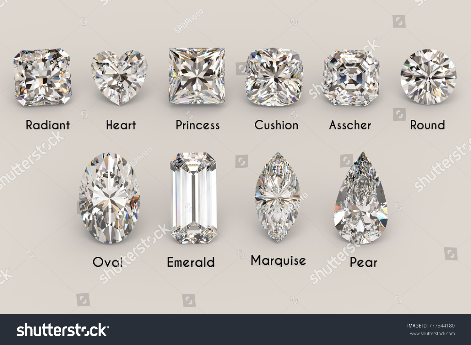 Ten Most Popular Diamond Cut Styles Stock Illustration 777544180