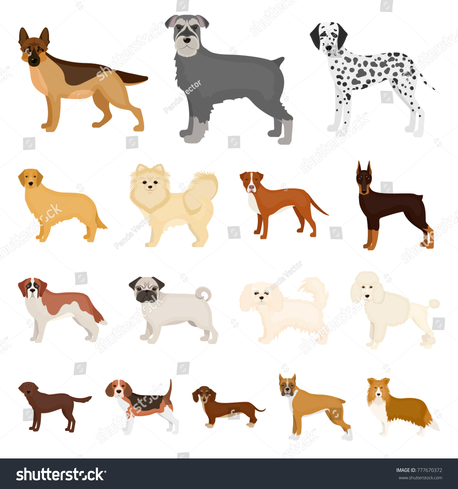 Dog Breeds Cartoon Icons Set Collection Stock Vector (Royalty Free ...