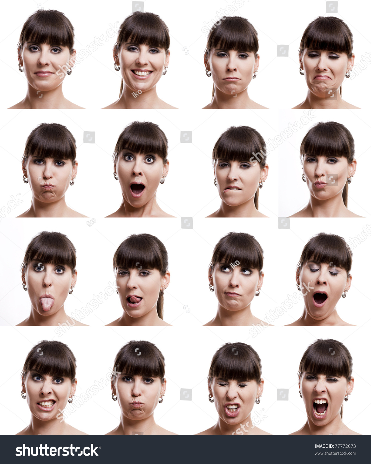 Multiple Closeup Portraits Same Woman Different Stock Photo 77772673